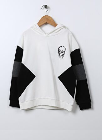 Funky Rocks Ekru Erkek Çocuk Kapüşonlu Uzun Kollu Baskılı Sweatshirt TM-34