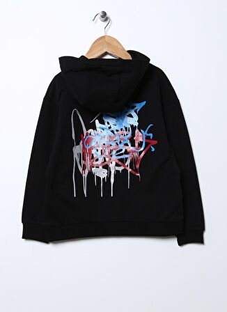 Funky Rocks Siyah Erkek Çocuk Kapüşonlu Baskılı Sweatshirt PR-07