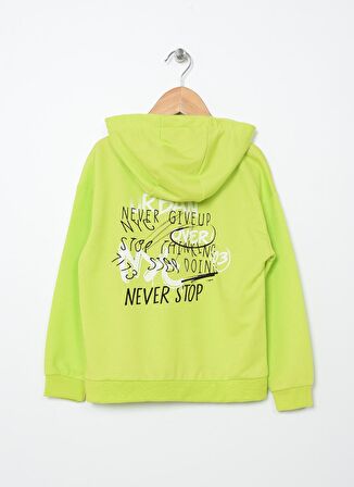 Funky Rocks Neon Yeşil Erkek Çocuk Kapüşonlu Baskılı Sweatshirt DF-02