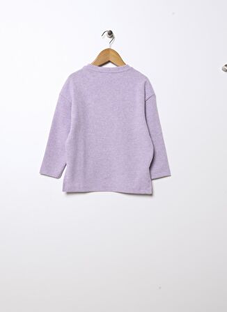 Limon Lila Kız Çocuk Bisiklet Yaka Uzun Kollu Payetli Kazak YILDIZ GIRL