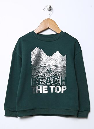 Limon Haki Erkek Çocuk Bisiklet Yaka Uzun Kollu Baskılı Sweatshirt REACH BOY