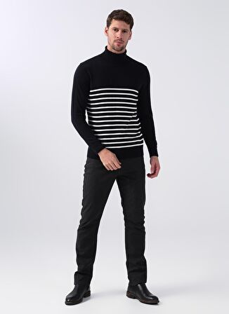 Balıkçı Yaka Regular Fit Çizgili Lacivert Erkek Kazak CM K 22