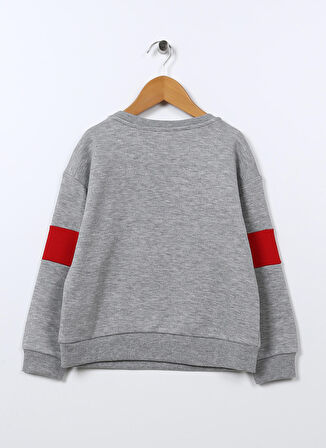 Aeropostale Gri Melanj Kız Çocuk Bisiklet Yaka Düşük Omuz Nakışlı Sweatshirt 22WAG07