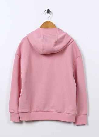 Aeropostale Pembe Kız Çocuk Kapüşonlu Düşük Omuz Varaklı Sweatshirt 22WAG26