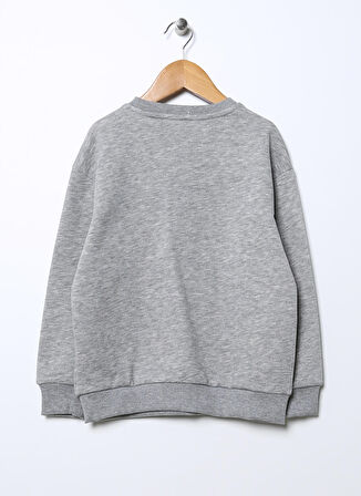 Aeropostale Gri Melanj Erkek Çocuk Bisiklet Yaka Baskılı Sweatshirt 22WAB04