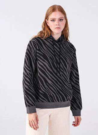 Aeropostale Kapüşon Yaka Baskılı Antrasit Melanj Kadın Sweatshırt K-TIGER