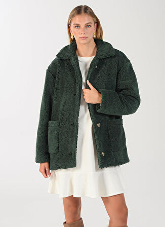 People By Fabrika Yeşil Kadın Peluş Mont PELUŞ1