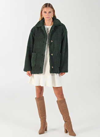 People By Fabrika Yeşil Kadın Peluş Mont PELUŞ1