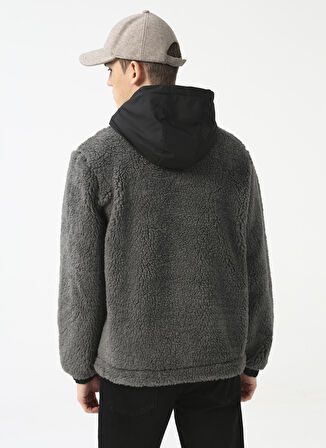 Aeropostale Kapüşon Yaka Düz Gri Erkek Sweatshırt E-GREY