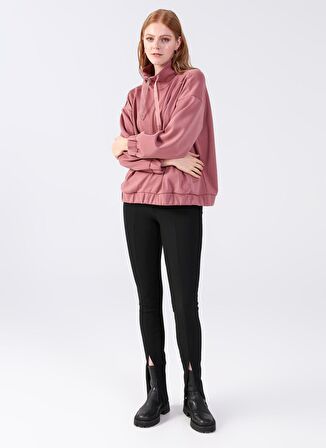 Aeropostale Fermuarlı Yaka Düz Pembe Kadın Sweatshırt Y-CHRISTINA