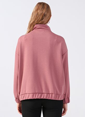 Aeropostale Fermuarlı Yaka Düz Pembe Kadın Sweatshırt Y-CHRISTINA