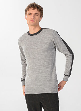 People By Fabrika Bisiklet Yaka Regular Fit Düz Gri Erkek Kazak 23tr15