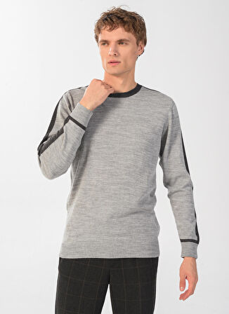 People By Fabrika Bisiklet Yaka Regular Fit Düz Gri Erkek Kazak 23tr15