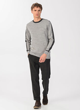 People By Fabrika Bisiklet Yaka Regular Fit Düz Gri Erkek Kazak 23tr15
