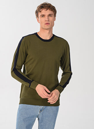 People By Fabrika Bisiklet Yaka Regular Fit Düz Haki Erkek Kazak 23tr15