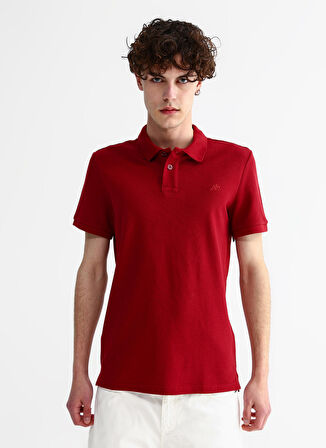 Aeropostale Polo Yaka Düz Bordo Erkek T-Shirt 7542