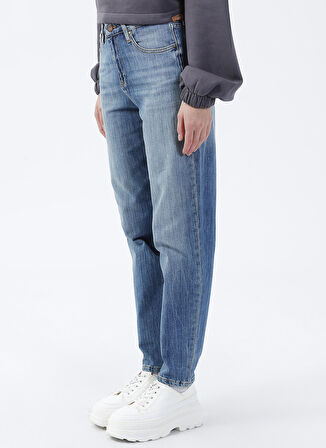 Denim Trip Yüksek Bel Dar Paça Mom Fit İndigo Kadın Denim Pantolon DTK363 Orta Indigo