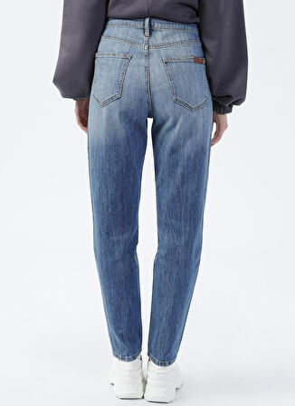 Denim Trip Yüksek Bel Dar Paça Mom Fit İndigo Kadın Denim Pantolon DTK363 Orta Indigo