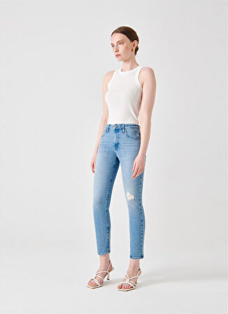 Denim Trip Normal Bel Ankle Paça Slim Fit Açık İndigo Kadın Denim Pantolon DTK326 Açık Indigo