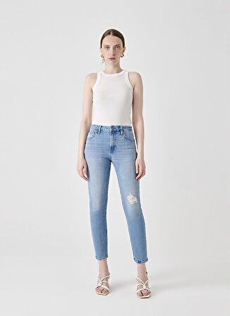 Denim Trip Normal Bel Ankle Paça Slim Fit Açık İndigo Kadın Denim Pantolon DTK326 Açık Indigo