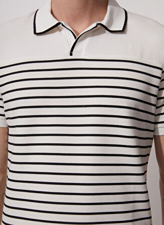 Fabrika Polo Yaka Çizgili Beyaz Erkek T-Shirt PORTER