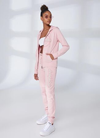 Aeropostale Kapüşon Yaka Nakışlı Açık Pembe Kadın Sweatshırt K-3147