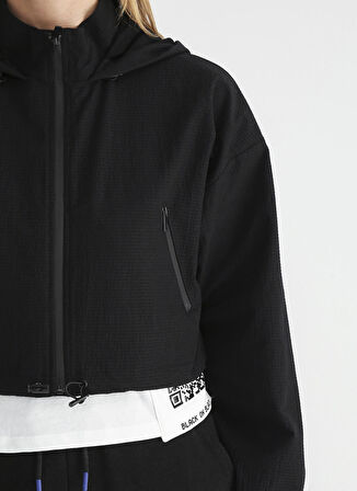 Siyah Kapüşonlu Kadın Loose Fit İnce Mont K-ARYONA