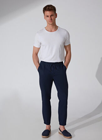 Fabrika Comfort Lastikli Bel Dar Paça Lacivert Erkek Chino Pantolon CM OVEN