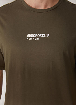 Aeropostale Bisiklet Yaka Baskılı Haki Erkek T-Shirt E-ISLAND