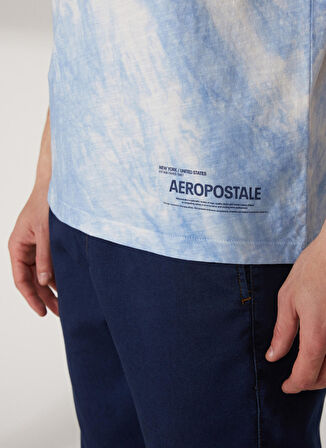 Aeropostale Bisiklet Yaka Batik Mavi Erkek T-Shirt E-TIRE