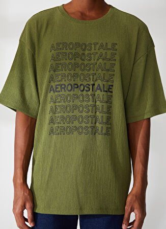 Aeropostale Bisiklet Yaka Baskılı Haki Erkek T-Shirt E-RED