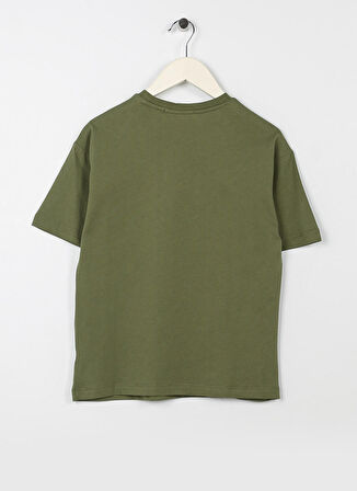 Limon Haki Erkek Çocuk Bisiklet Yaka Oversize Baskılı T-Shirt LIFE BOY-23