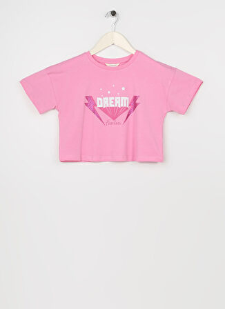 Aeropostale Pembe Kız Çocuk Bisiklet Yaka Kısa Kollu Baskılı T-Shirt 23SAG-83