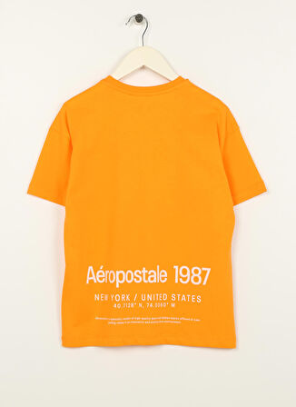 Aeropostale Turuncu Erkek Çocuk Bisiklet Yaka Oversize Baskılı T-Shirt 23SAB-48