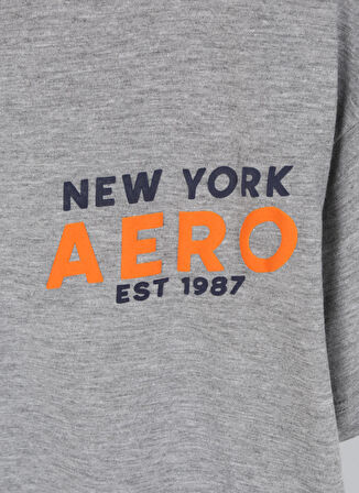 Aeropostale Baskılı Gri Melanj Erkek Çocuk T-Shirt 23SAB-46