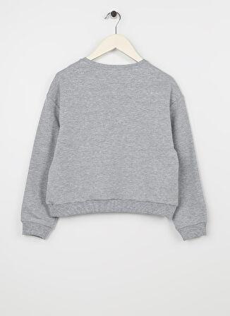 Aeropostale Gri Melanj Kız Çocuk Bisiklet Yaka Uzun Kollu Baskılı Sweatshirt 23SAG-18