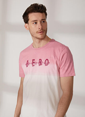 Aeropostale Bisiklet Yaka Baskılı Pembe Erkek T-Shirt E-ECHO