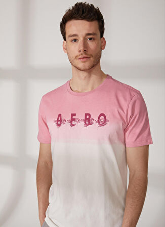 Aeropostale Bisiklet Yaka Baskılı Pembe Erkek T-Shirt E-ECHO