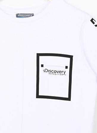 Discovery Expedition Beyaz Erkek Çocuk Bisiklet Yaka Düşük Omuzlu Baskılı T-Shirt CHINE BOY