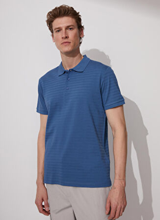 Fabrika Polo Yaka Düz İndigo Erkek T-Shirt MERS FATHER