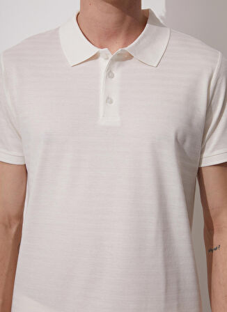 Fabrika Polo Yaka Düz Kırık Beyaz Erkek T-Shirt MERS FATHER