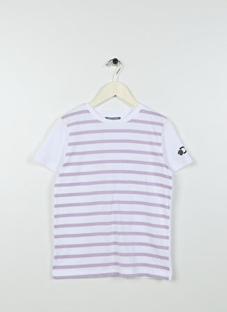 Lila Kız Çocuk Bisiklet Yaka Kısa Kollu Baskılı T-Shirt ROLFA GIRL