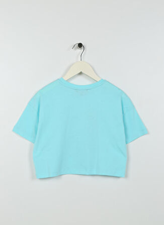 Mint Kız Çocuk Bisiklet Yaka Düşük Omuzlu Baskılı T-Shirt OCEAN GIRL