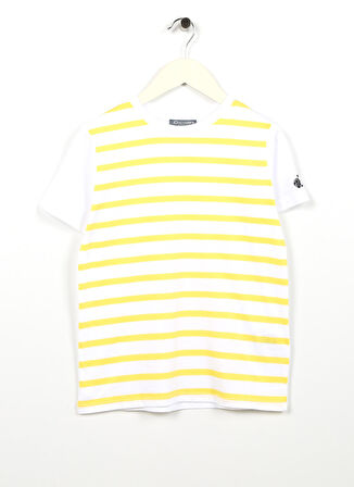 Beyaz - Sarı Erkek Çocuk Bisiklet Yaka Kısa Kollu Baskılı T-Shirt ROLFA BOY
