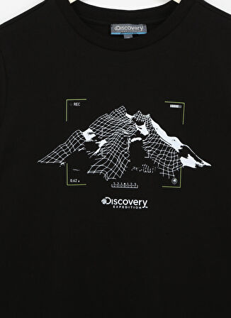 Discovery Expedition Siyah Erkek Çocuk Bisiklet Yaka Kısa Kollu Baskılı T-Shirt TEN BOY