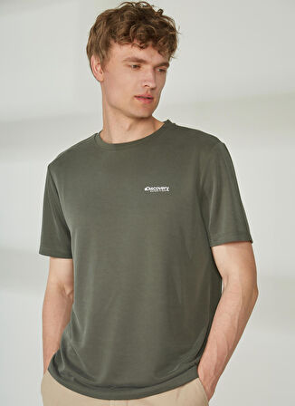 Discovery Expedition Haki Erkek Bisiklet Yaka Kısa Kollu Relaxed Baskılı T-Shirt PERTA