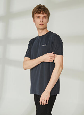 Siyah Erkek Bisiklet Yaka Kısa Kollu Relaxed Baskılı T-Shirt PERTA