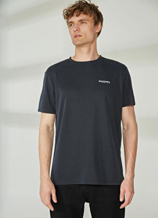 Siyah Erkek Bisiklet Yaka Kısa Kollu Relaxed Baskılı T-Shirt PERTA