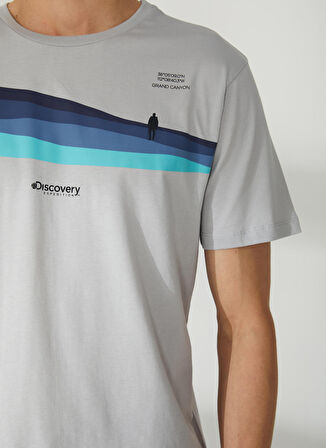 Discovery Expedition Gri Erkek Bisiklet Yaka Kısa Kollu Relaxed Baskılı T-Shirt HARDAP