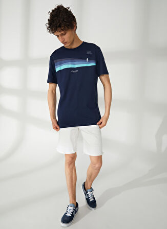 Discovery Expedition Lacivert Erkek Bisiklet Yaka Kısa Kollu Relaxed Baskılı T-Shirt HARDAP